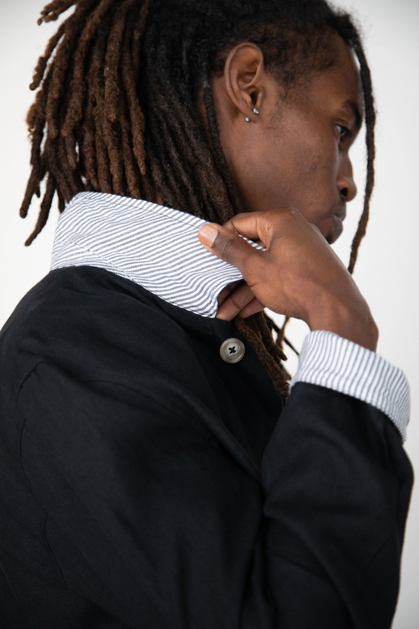 BLACK WASHED RELAXED LINEN JACKET