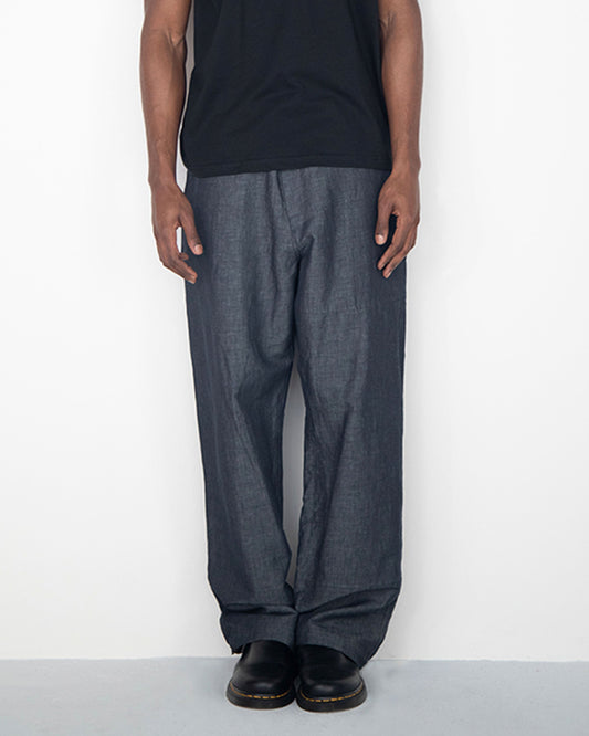 LINEN DENIM BAGGY BLACK TROUSERS