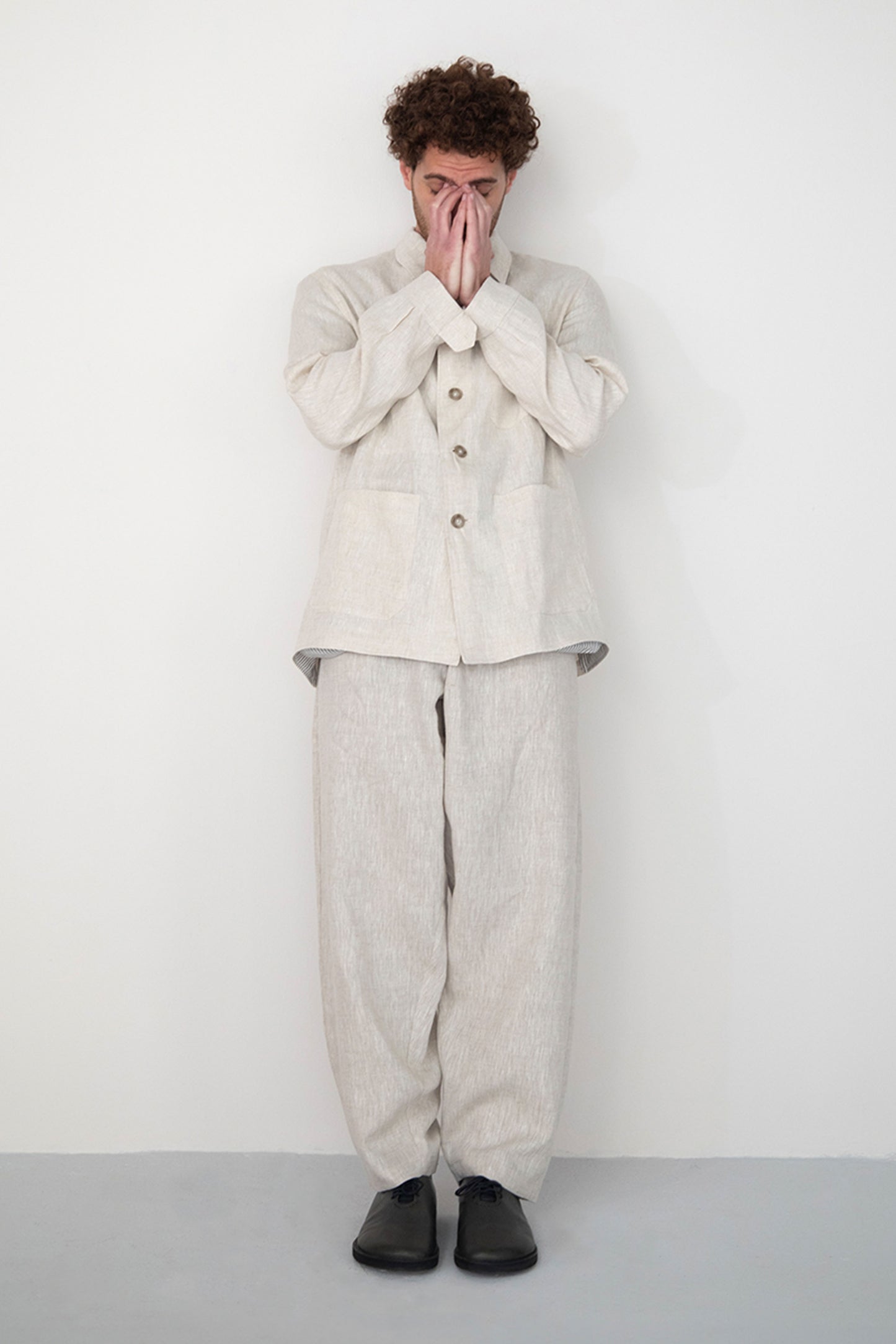 BEIGE WASHED RELAXED LINEN JACKET