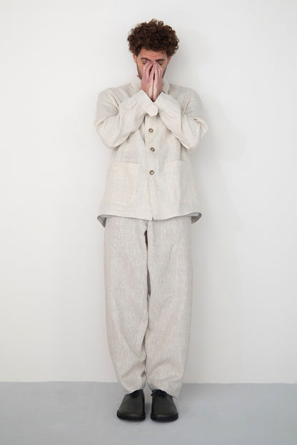 BEIGE WASHED RELAXED LINEN JACKET