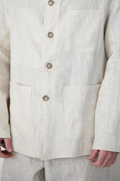 BEIGE WASHED RELAXED LINEN JACKET