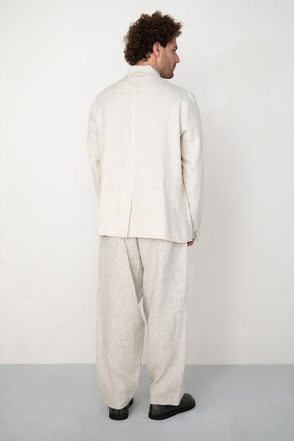 BEIGE WASHED RELAXED LINEN JACKET