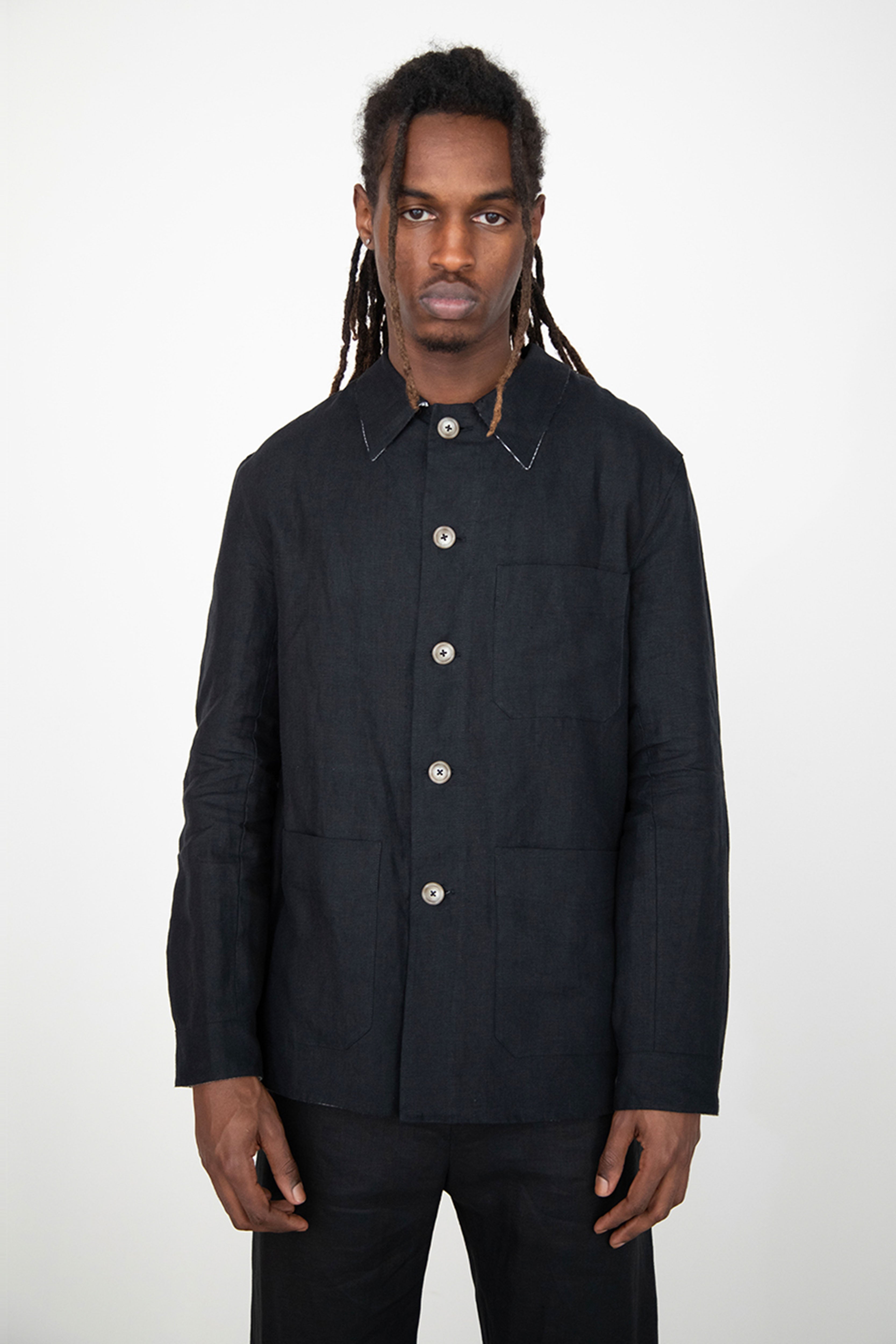 BLACK WASHED RELAXED LINEN JACKET – FEELS LIKE SHIRUKU