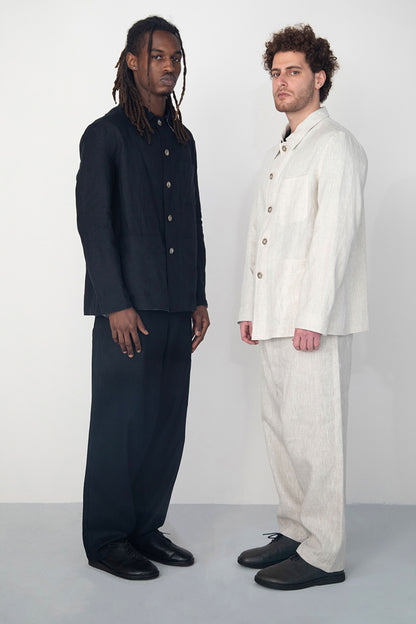 BEIGE WASHED RELAXED LINEN JACKET