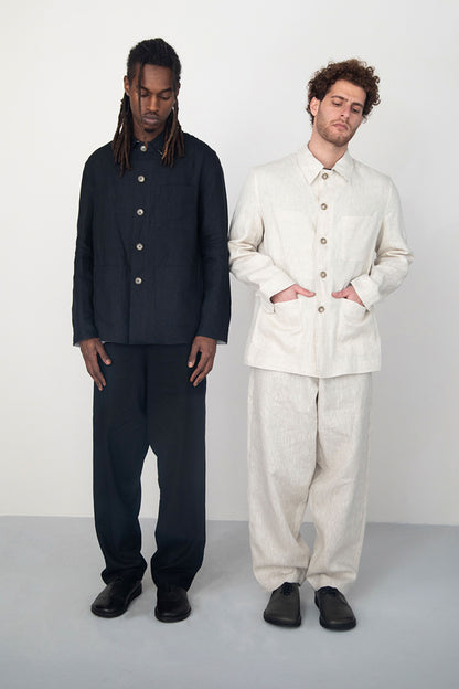 BEIGE WASHED RELAXED LINEN JACKET