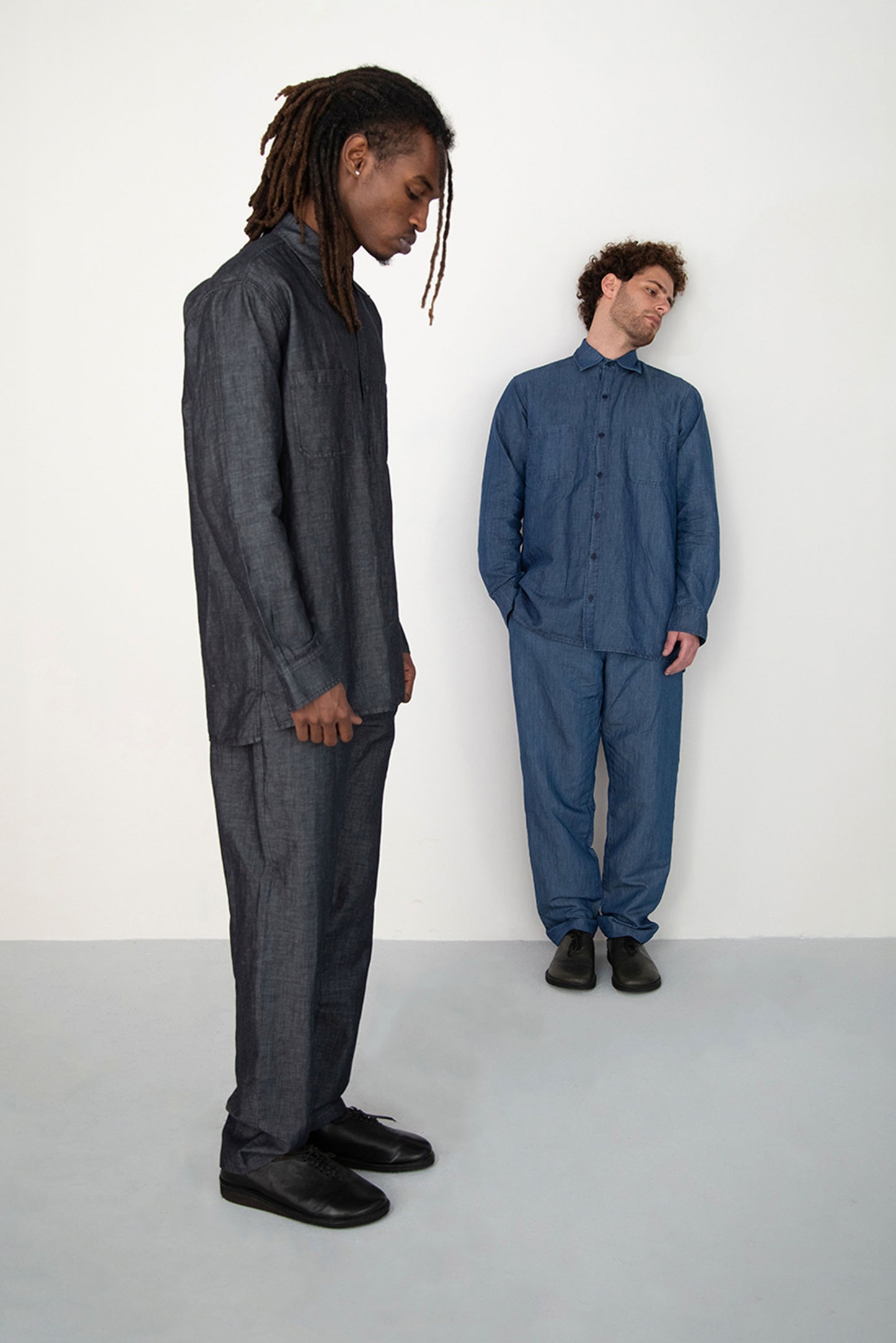 WASHED BLUE LINEN DENIM SHIRT