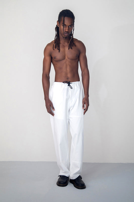 YOKE SEAM COTTON GABARDINE TROUSERS
