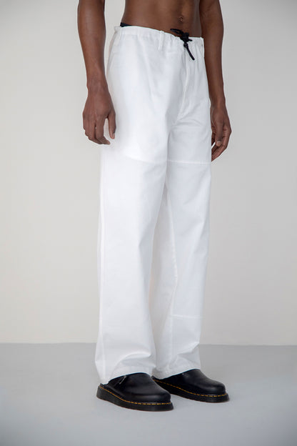 YOKE SEAM COTTON GABARDINE TROUSERS