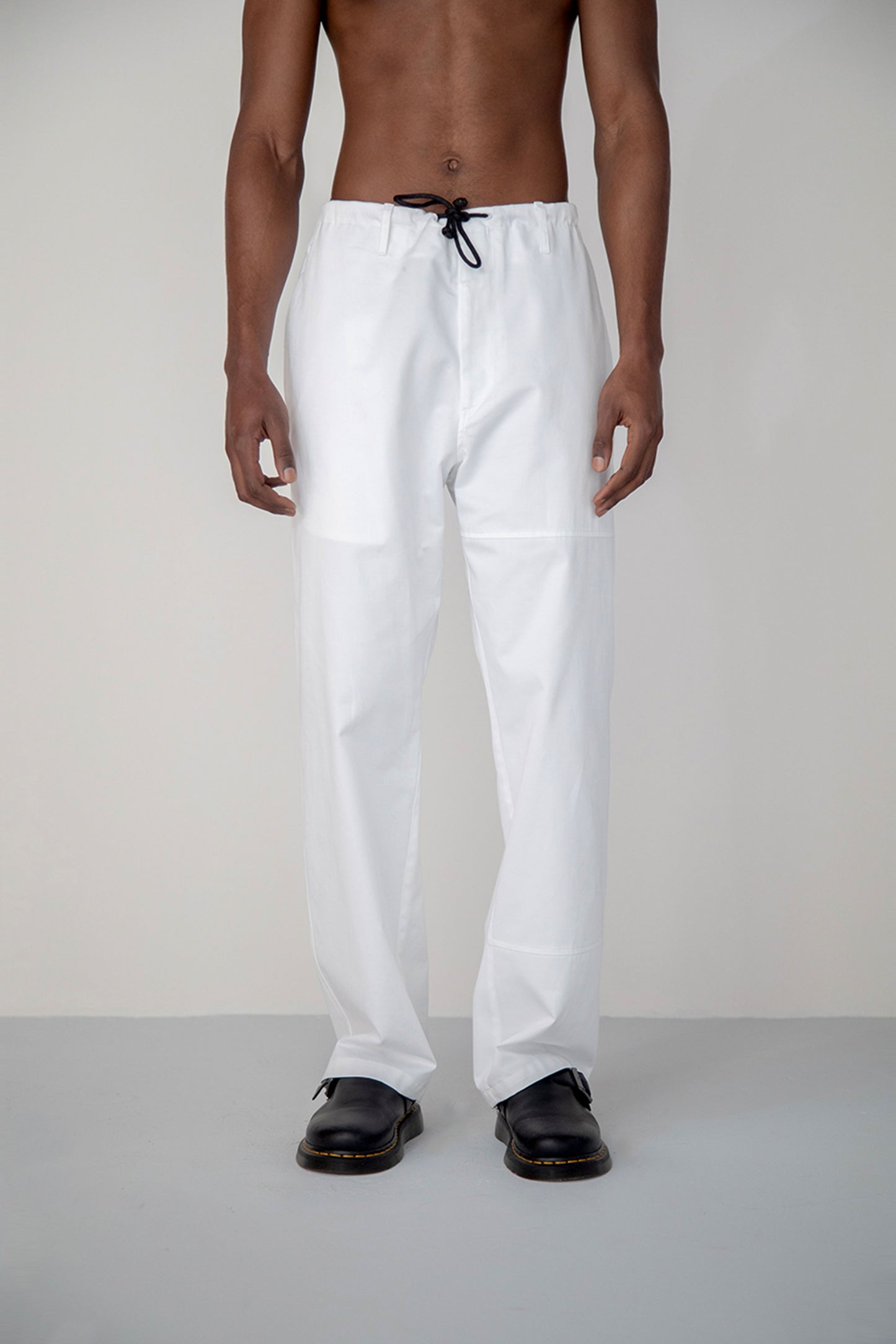 YOKE SEAM COTTON GABARDINE TROUSERS