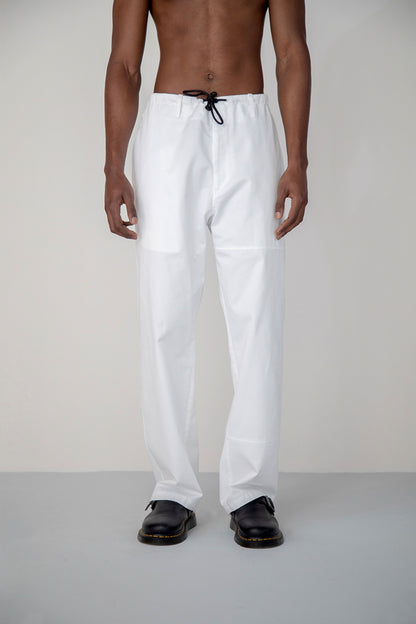 YOKE SEAM COTTON GABARDINE TROUSERS